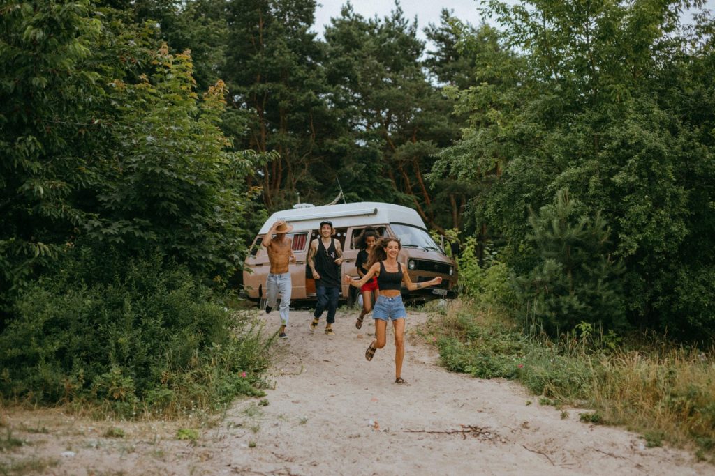 A group releasing emotional burdens in nature